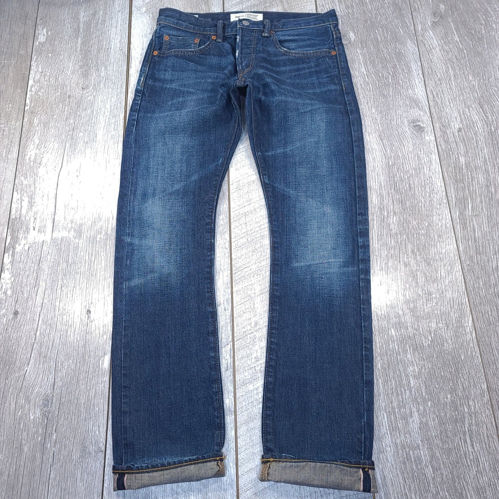 Gap 1969 Slim Straight Jeans Mens 28x30 Blue Kaihara Japanese Selvedge Denim
